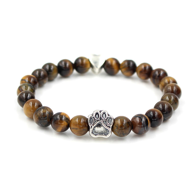 Lovely Natural Stone Bead Paw Bracelet (19 Colors)