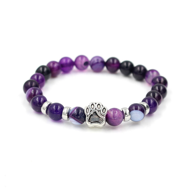 Lovely Natural Stone Bead Paw Bracelet (19 Colors)