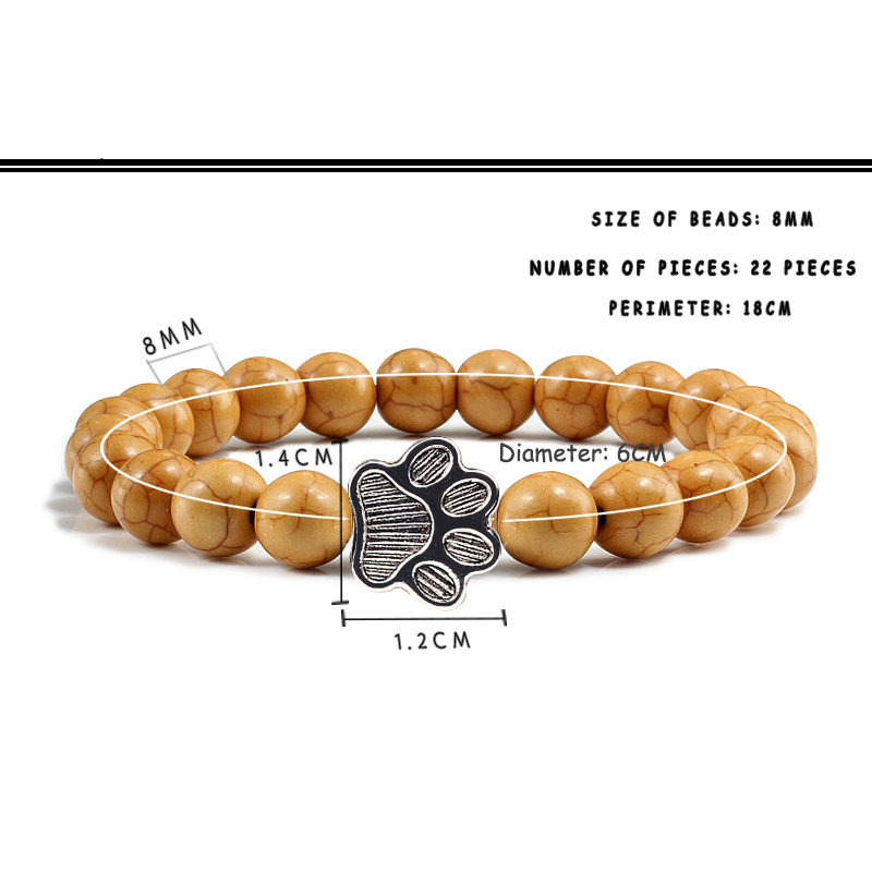 Natural Stone Beads Paw Bracelet (13 Colors)