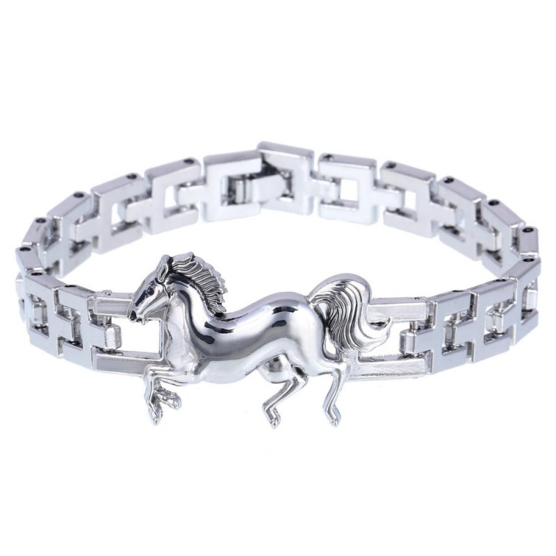 Elegant Silver Horse Bracelet