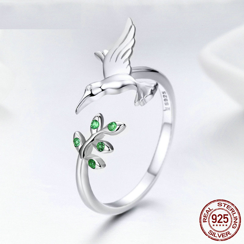 Elegant Hummingbird Silver Ring