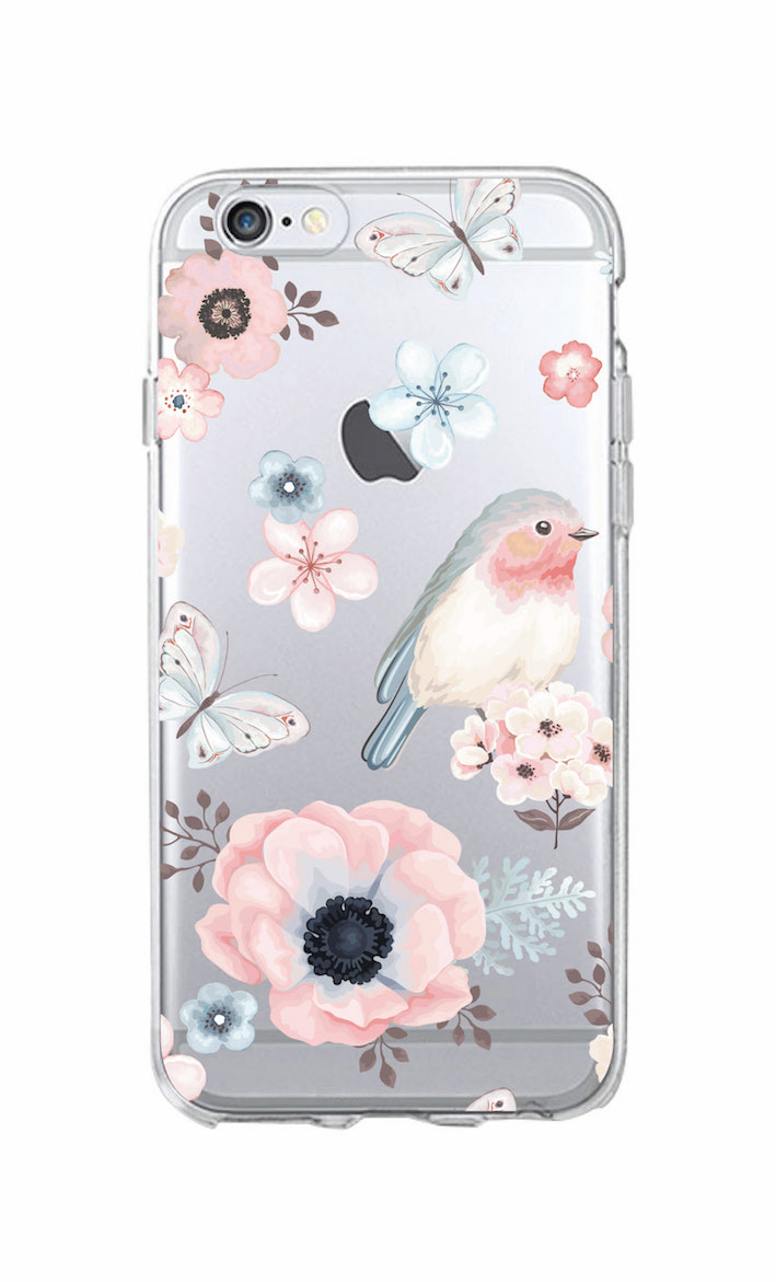 Butterfly Flowers Birds Soft Phone Case For Iphone, Samsung
