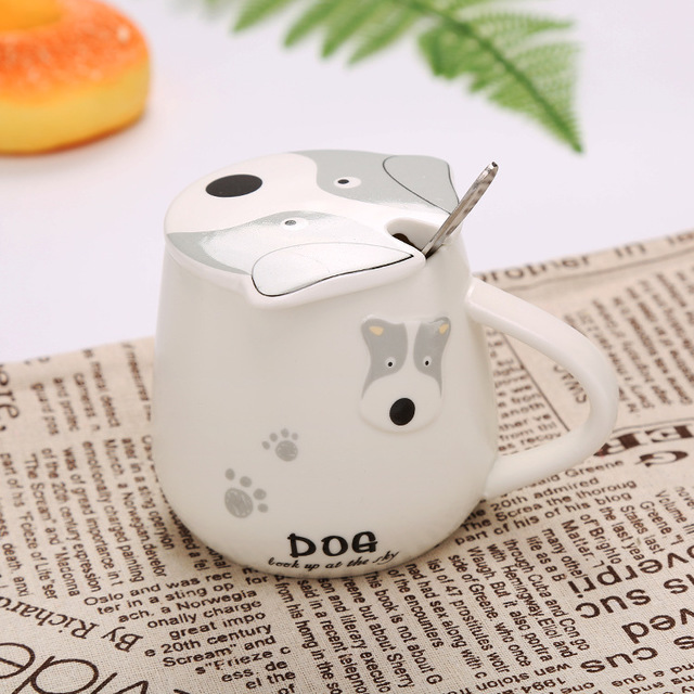 Dog Lid Spoon Ceramic Mug