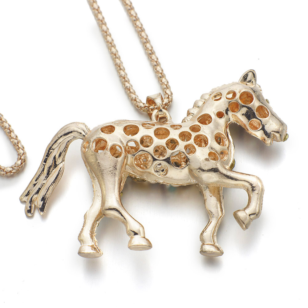 Crystal Rhinestone Horse Necklace